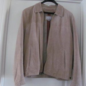 Men's Leather Jacket - beige, size large